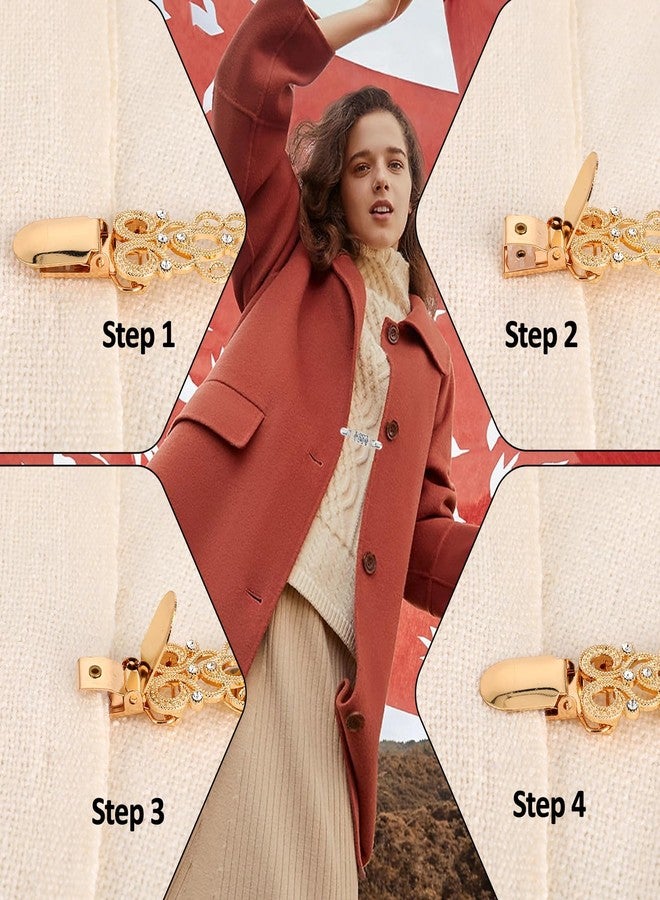 Tucnoeu 4pcs Vintage Dress Clips Waist Cincher Clips 4 Styles Sweater Dress Shirt Clip for Women Clothing,Back Cinch Dres Cincher Shawl Cardigan Brooch Clip - Image 3